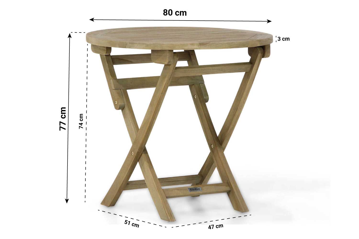 Garden Collections Derby inklapbare tuintafel 80 cm thumbnail