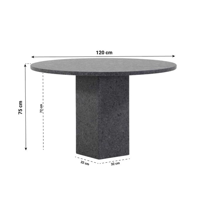 Tuintafel met afmetingen – Ronde tafel van antraciet graniet frame en blad
