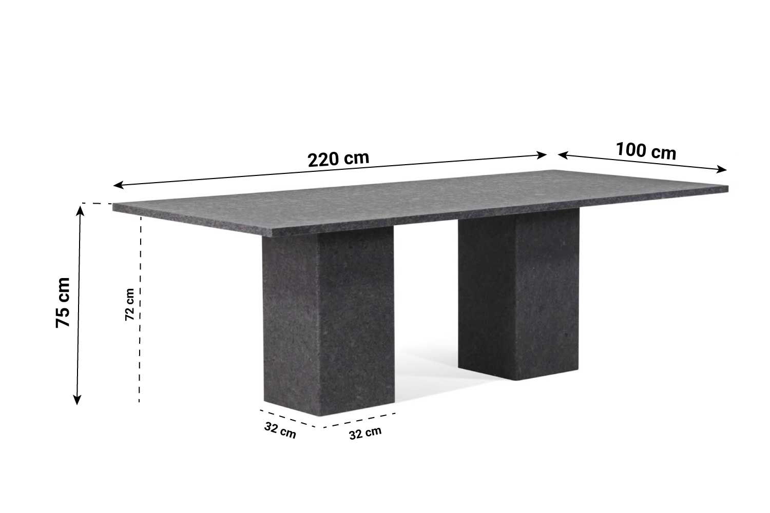 Garden Collections Graniet dining tuintafel 220 x 100 cm