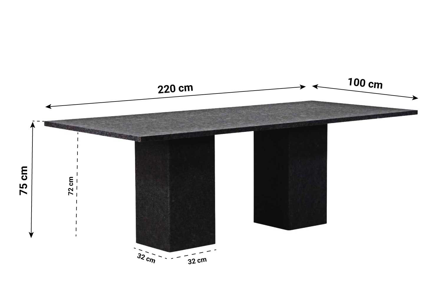 Garden Collections Graniet dining tuintafel 220 x 100 cm