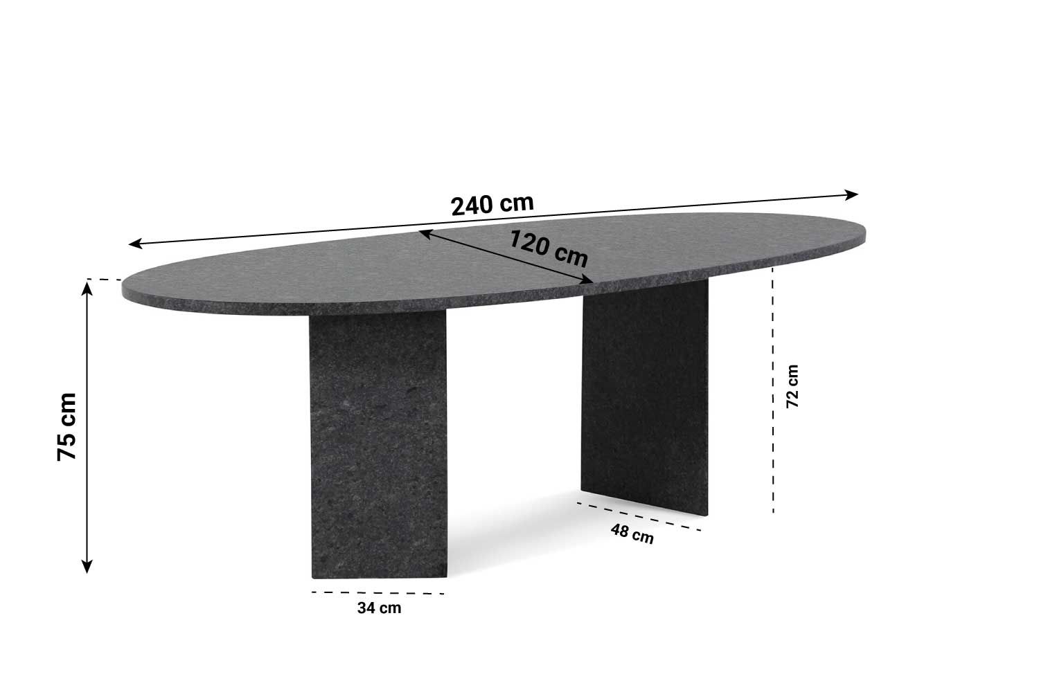 Garden Collections Madera/Graniet ovaal 240 cm dining tuinset 7-delig