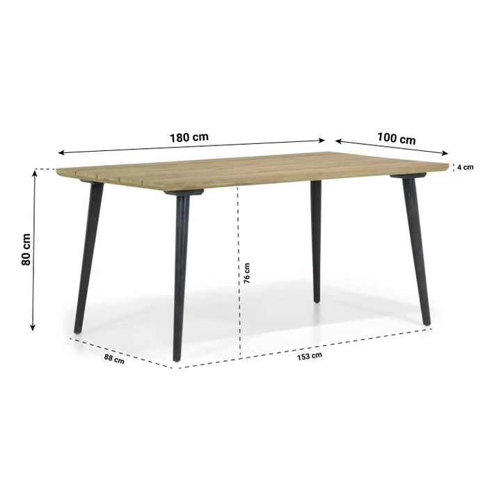 Lifestyle Nice/Montana 180 cm dining tuinset 5-delig