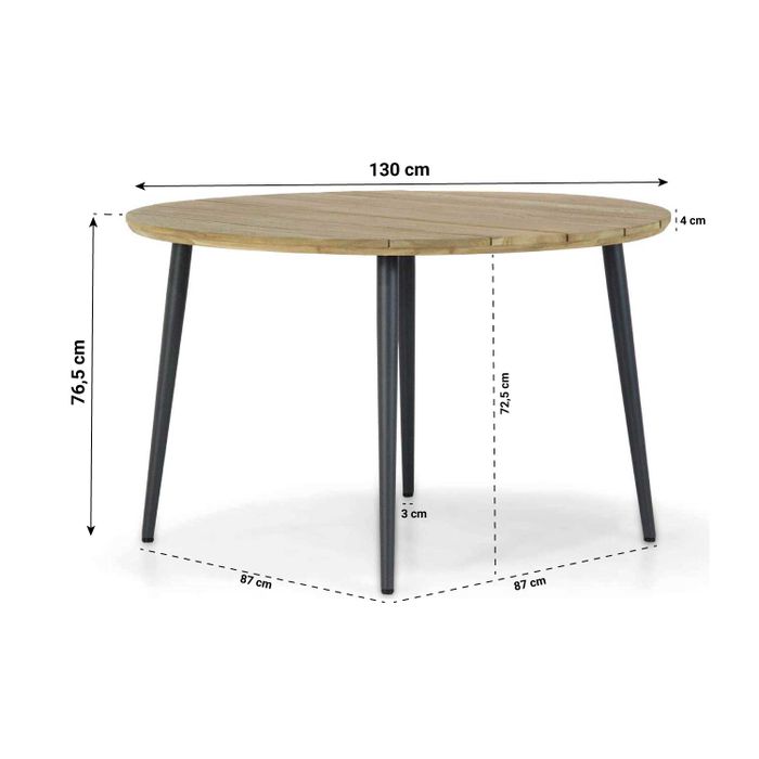 Santika Vivian/Montana 130 cm rond dining tuinset 5-delig