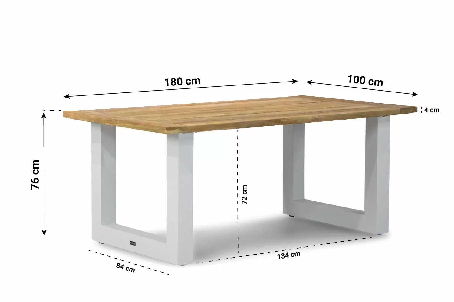 Lifestyle Talai dining tuintafel wit 180 x 100 cm