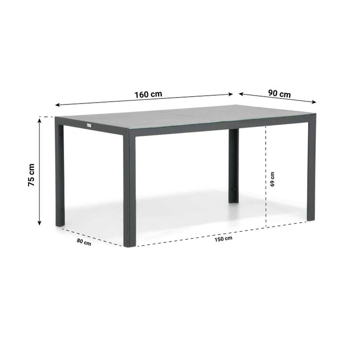 Santika Zaga/Varano 160 cm dining tuinset 5-delig
