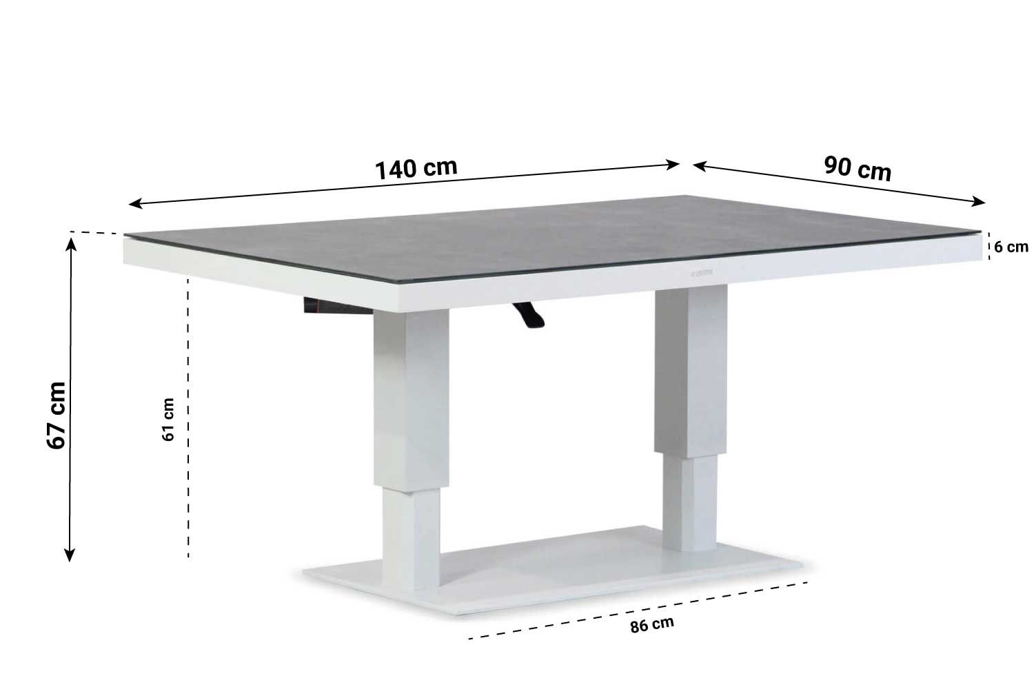 Lifestyle Versatile in hoogte verstelbare tafel 140x90cm