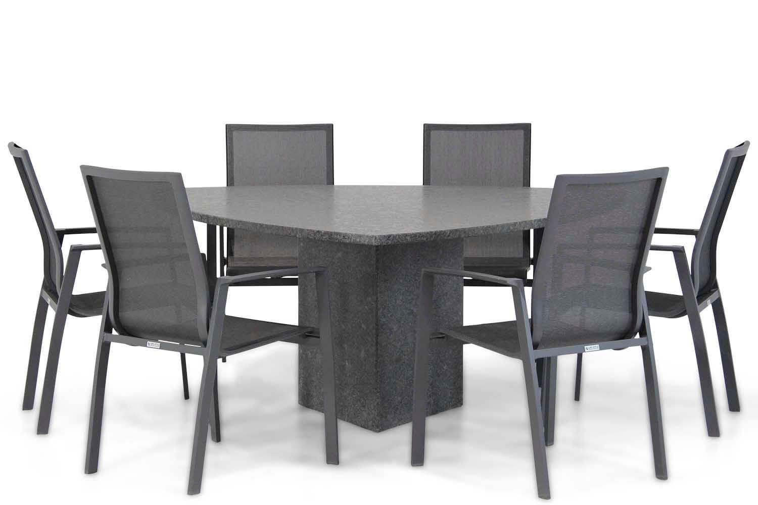 Lifestyle Ultimate/Graniet 170 cm triangel dining tuinset 7-delig thumbnail