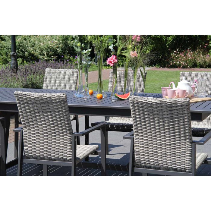 Lifestyle Upton/Graniet 300 cm dining tuinset 9-delig stapelbaar