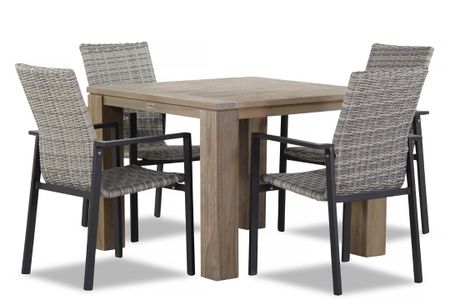 Lifestyle Upton/Brighton 100 cm dining tuinset 5-delig stapelbaar
