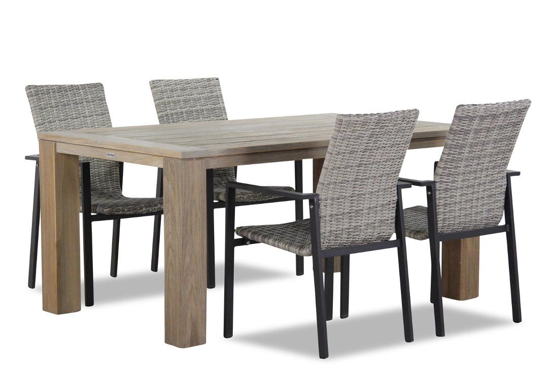 Lifestyle Upton/Brighton 165 cm dining tuinset 5-delig stapelbaar