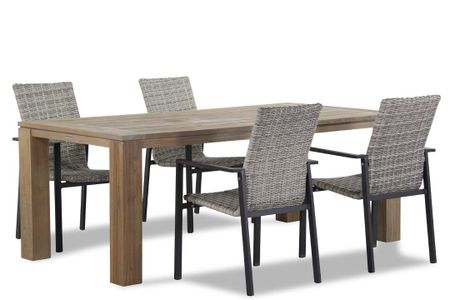 Lifestyle Upton/Brighton 200 cm dining tuinset 5-delig stapelbaar