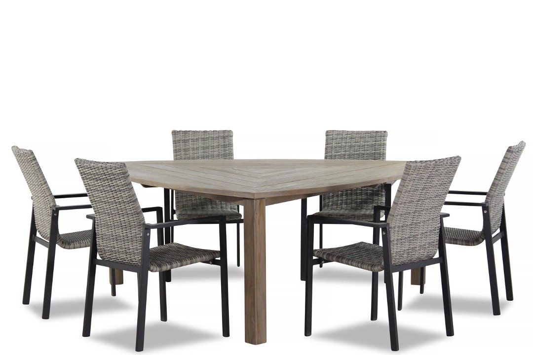 Lifestyle Upton/Brighton triangel 170 cm dining tuinset 7-delig stapelbaar thumbnail