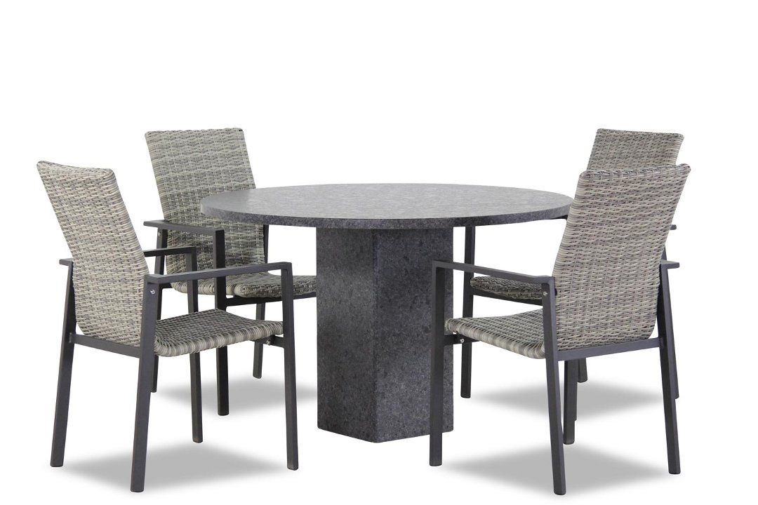 Lifestyle Upton/Graniet 120 cm dining tuinset 5-delig stapelbaar thumbnail