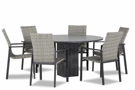 Lifestyle Upton/Graniet triangel 170 cm dining tuinset 7-delig