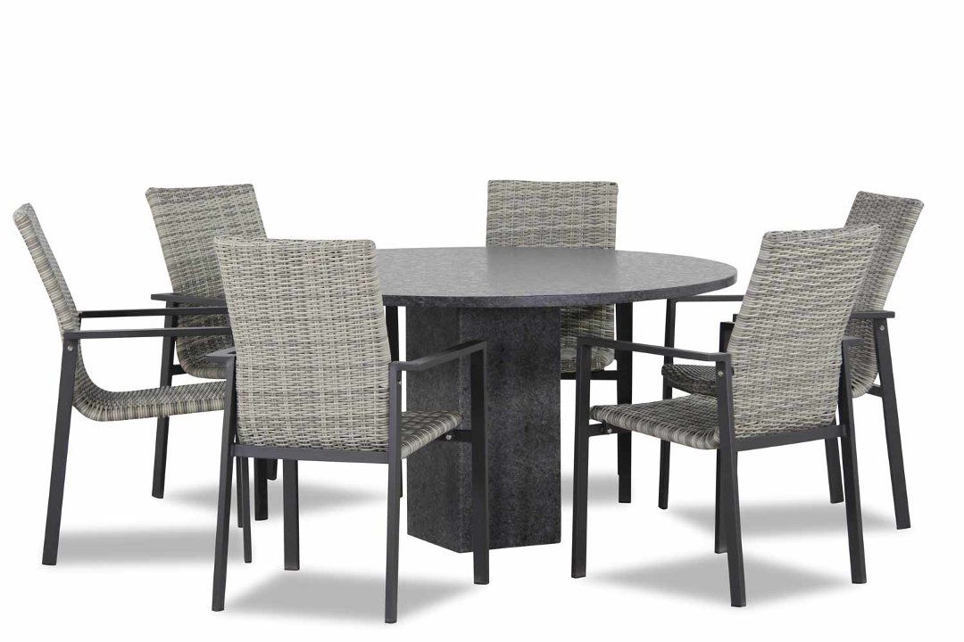 Lifestyle Upton/Graniet 140 cm dining tuinset 7-delig stapelbaar thumbnail