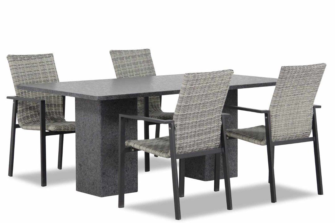 Lifestyle Upton/Graniet 180 cm dining tuinset 5-delig stapelbaar thumbnail