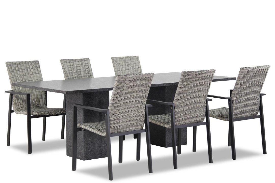Lifestyle Upton/Graniet 220 cm dining tuinset 7-delig stapelbaar thumbnail