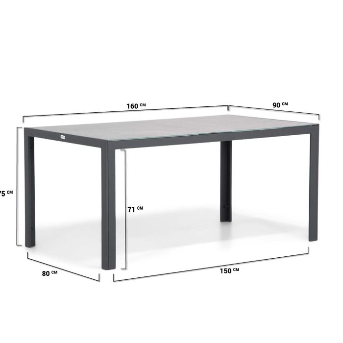 Santika Zaga/Varano 160 cm dining tuinset 5-delig
