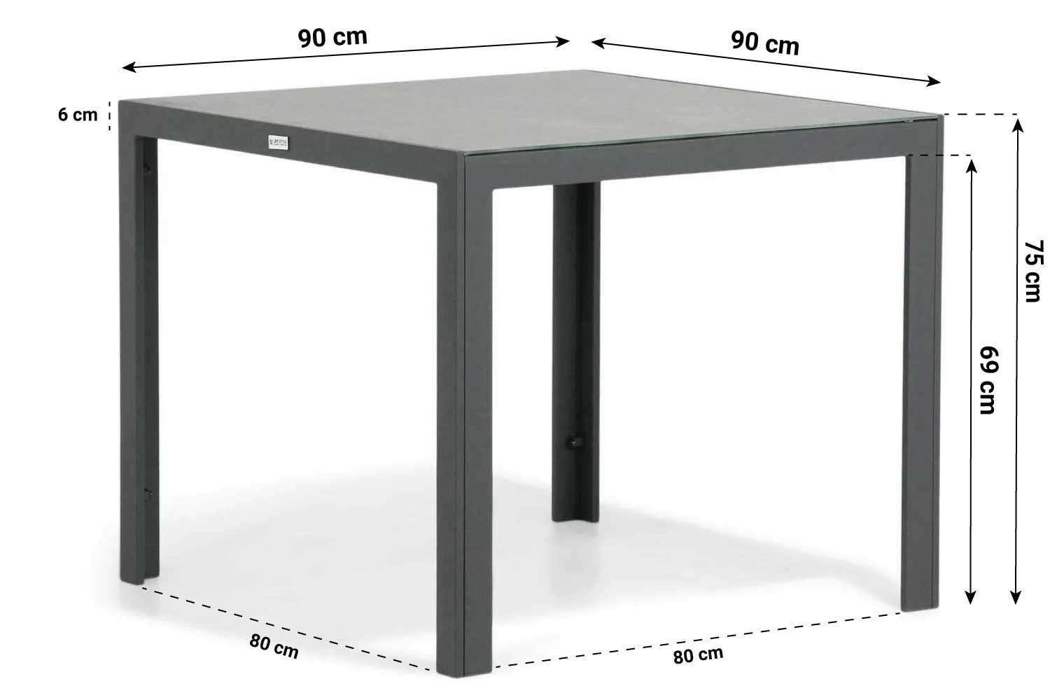 Lifestyle Varano dining tuintafel 90 x 90 cm