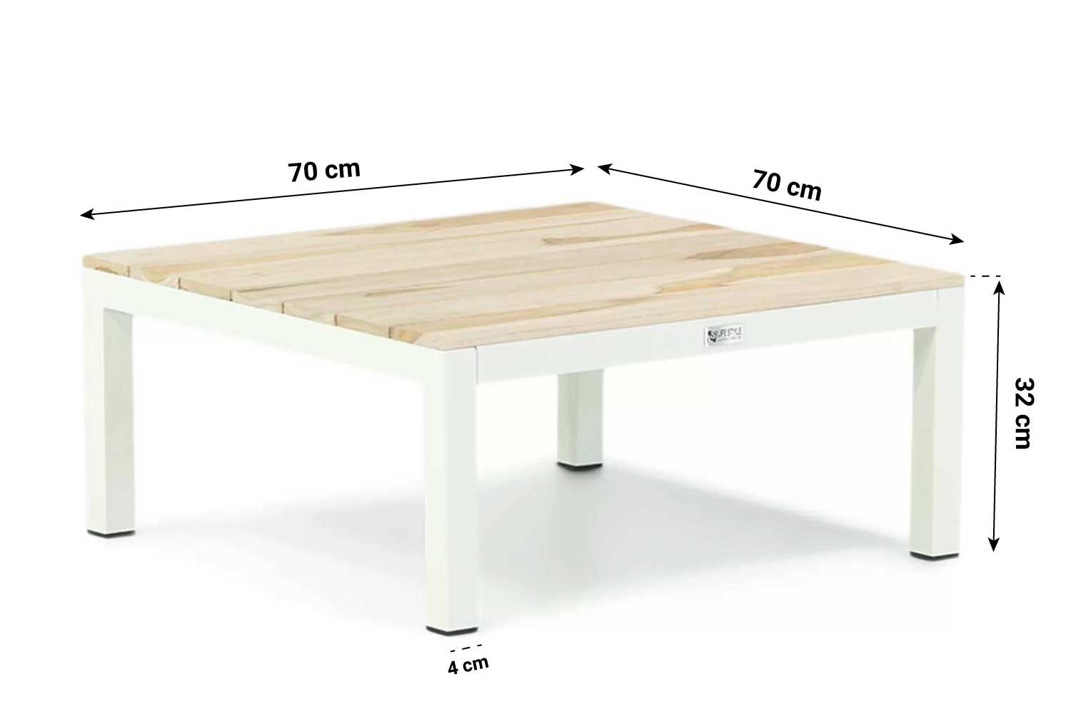 Lifestyle Vero Beach loungetafel 70x70 cm white /teak