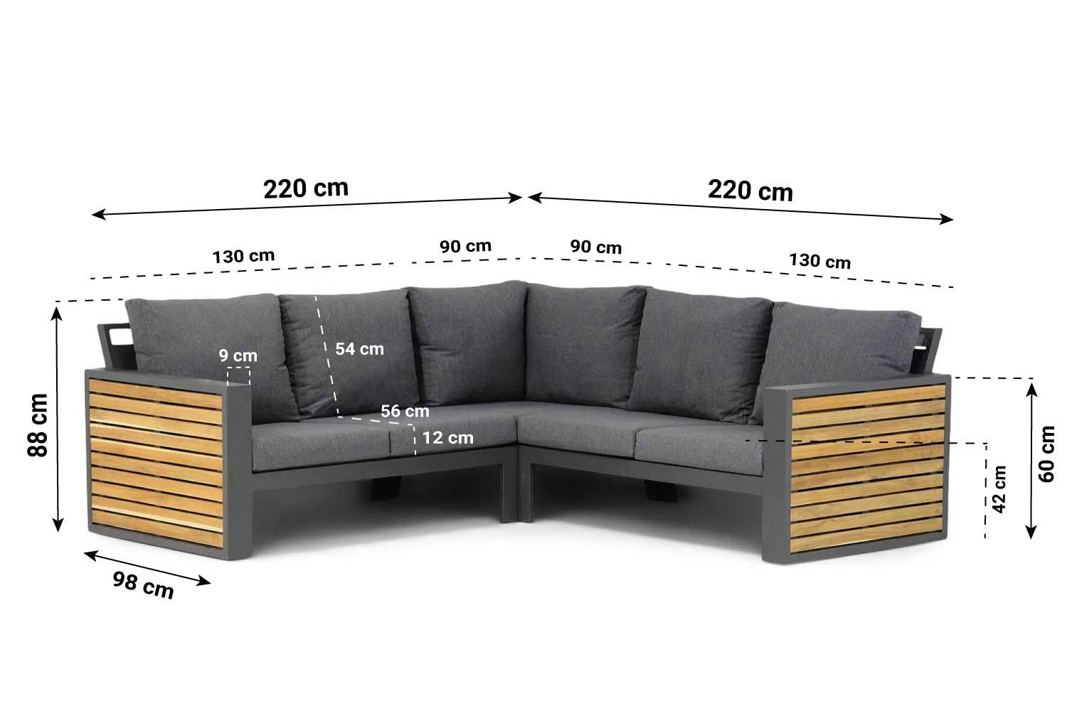 Lifestyle Verona/Seaside 120 cm hoek loungeset 4-delig