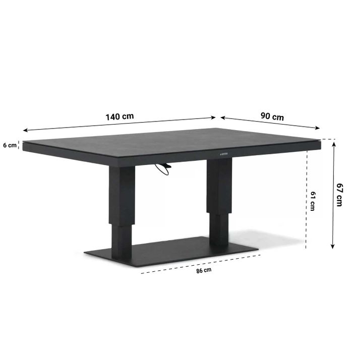Lifestyle Versatile in hoogte verstelbare tafel 140x90cm
