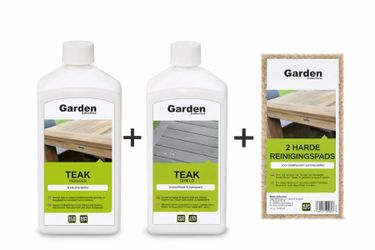 Garden Collections Teak Onderhoudsset &ndash; Cleaner & Shield (incl. gratis harde pads)