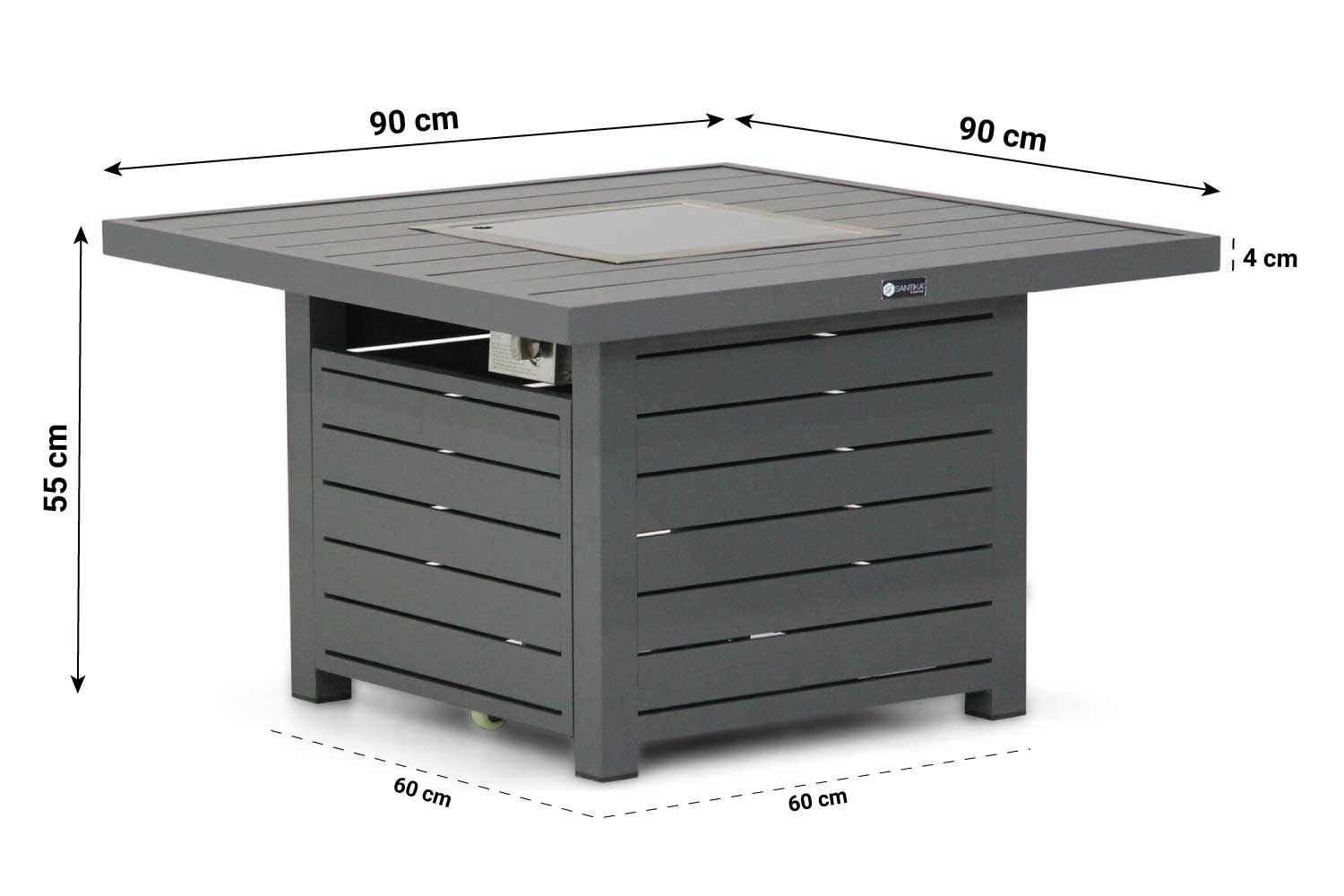 Santika Manhattan lounge vuurtafel vierkant 90 x 90 cm