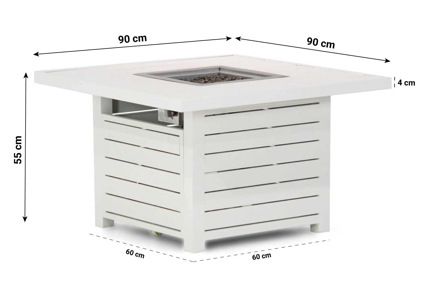 Santika Manhattan lounge vuurtafel vierkant 90 x 90 cm