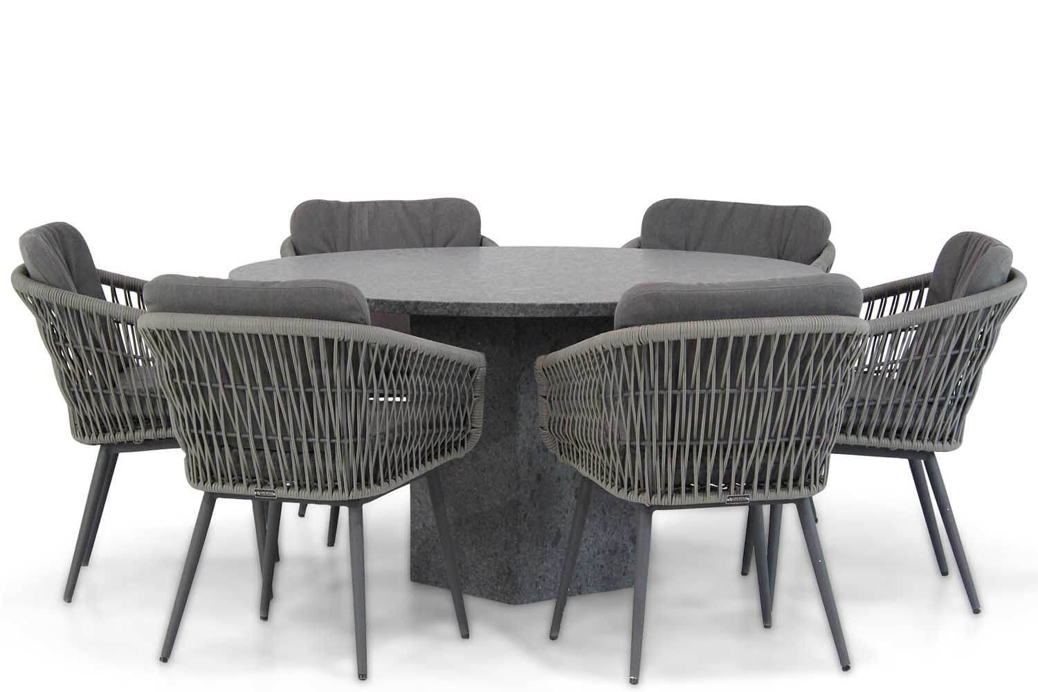 Lifestyle Western/Graniet 140 cm rond dining tuinset 7-delig thumbnail