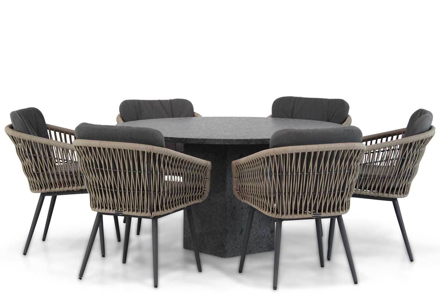 Lifestyle Western/Graniet 140 cm rond dining tuinset 7-delig thumbnail