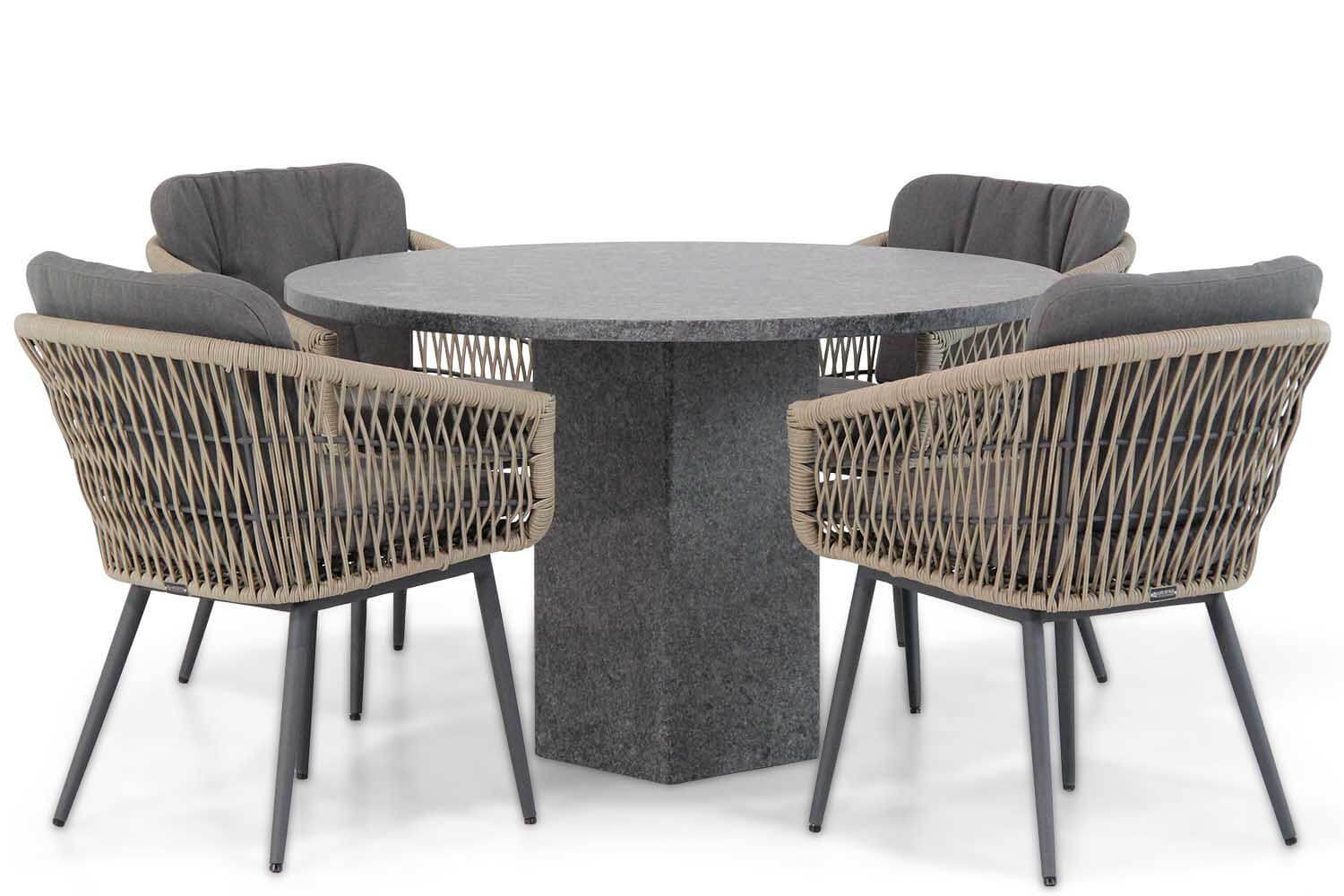 Lifestyle Western/Graniet 120 cm rond dining tuinset 5-delig thumbnail