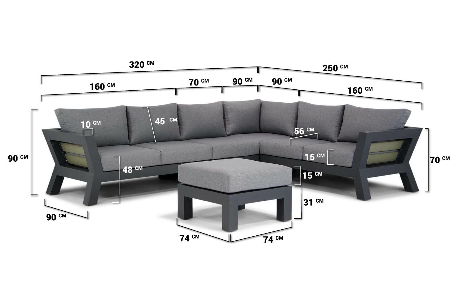 Santika Yovita hoek loungeset 5-delig