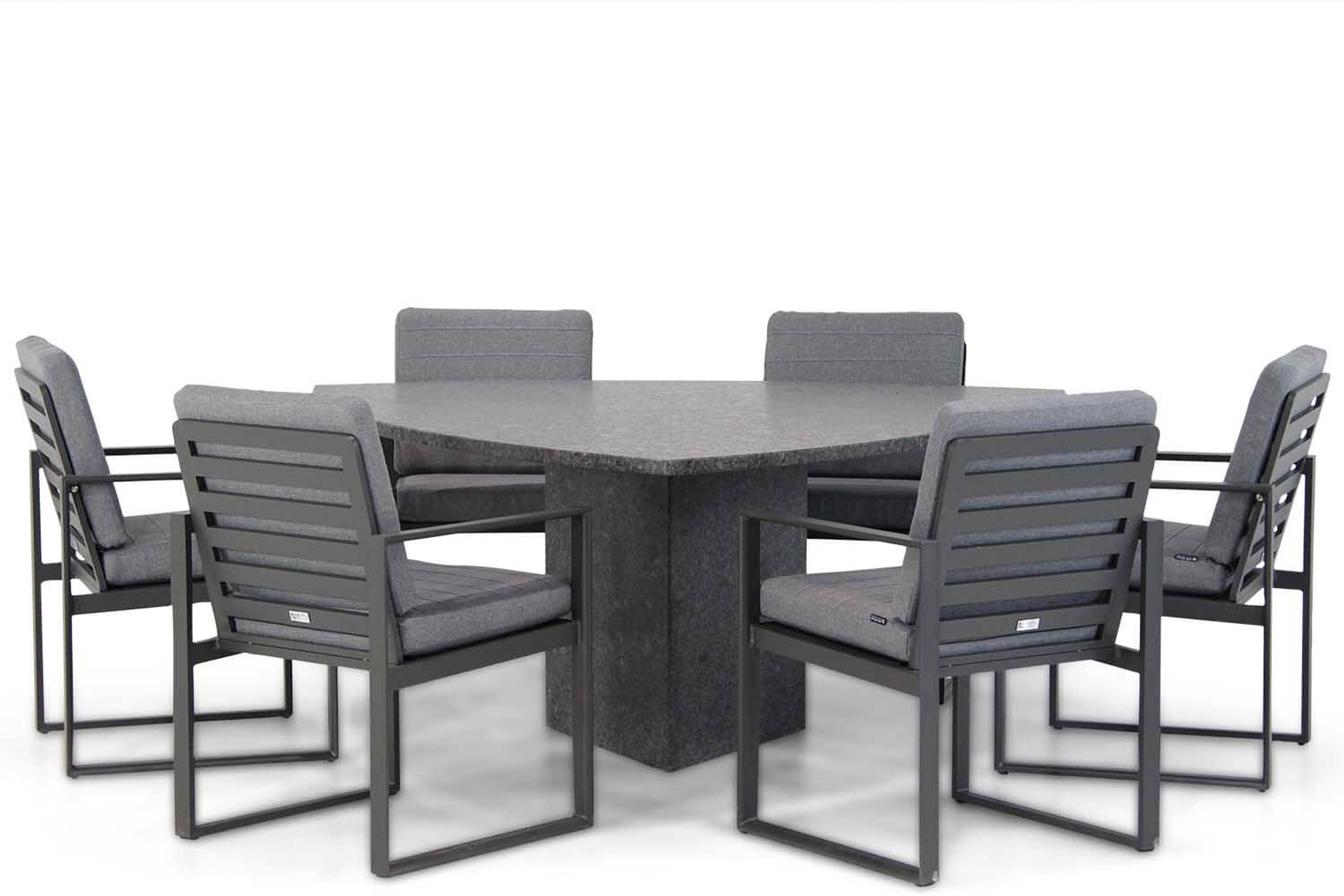 Santika Zaga/Graniet triangel 170 cm dining tuinset 7-delig