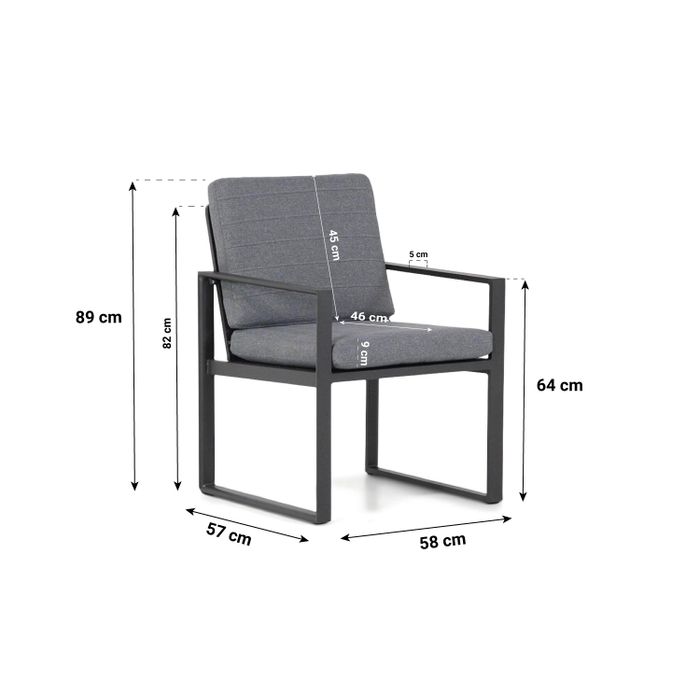 Santika Zaga/Veneto 90 cm dining tuinset 5-delig