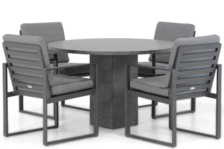 Santika Zaga/Graniet rond 120 cm dining tuinset 5-delig