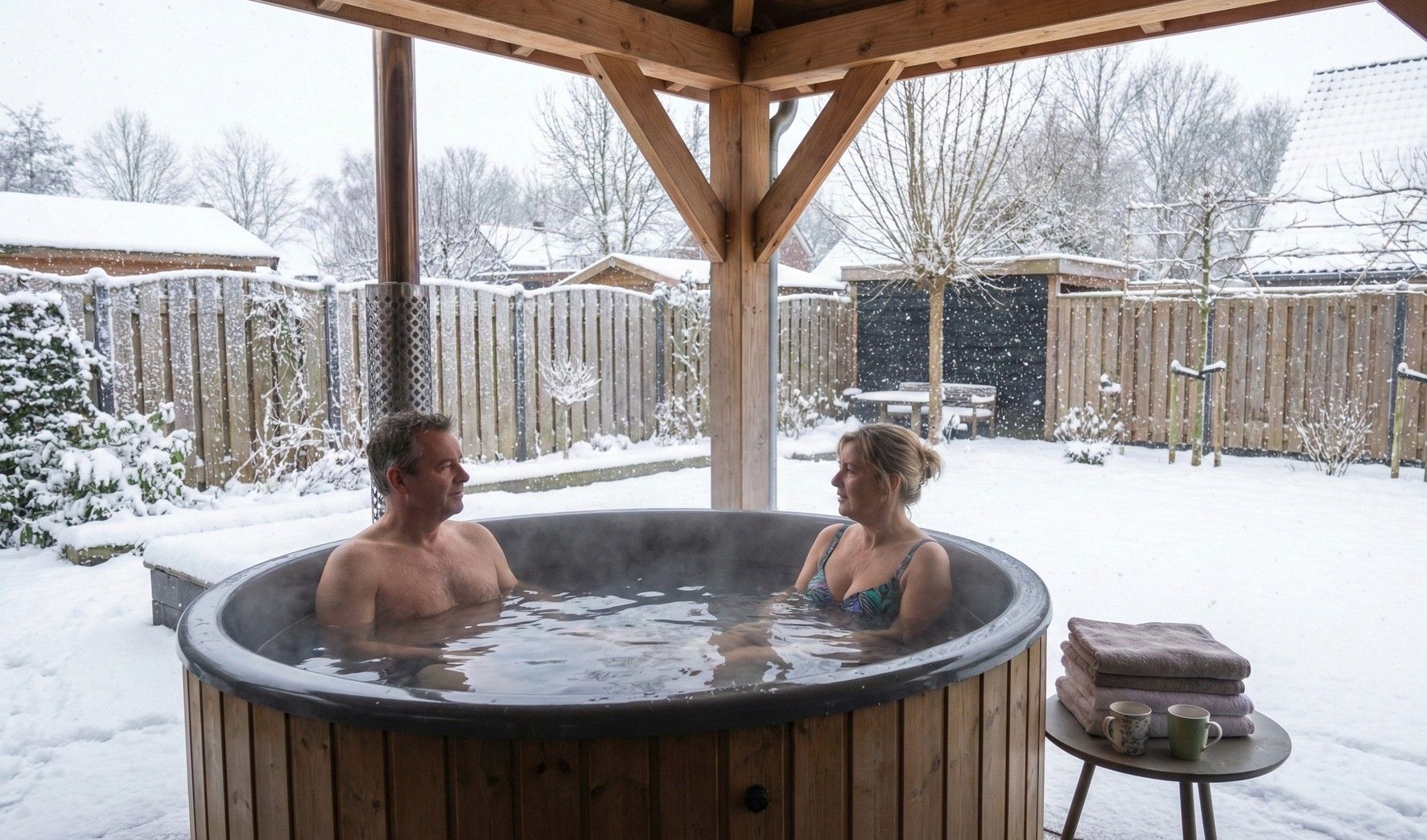 Hottub in een Nederlandse tuin