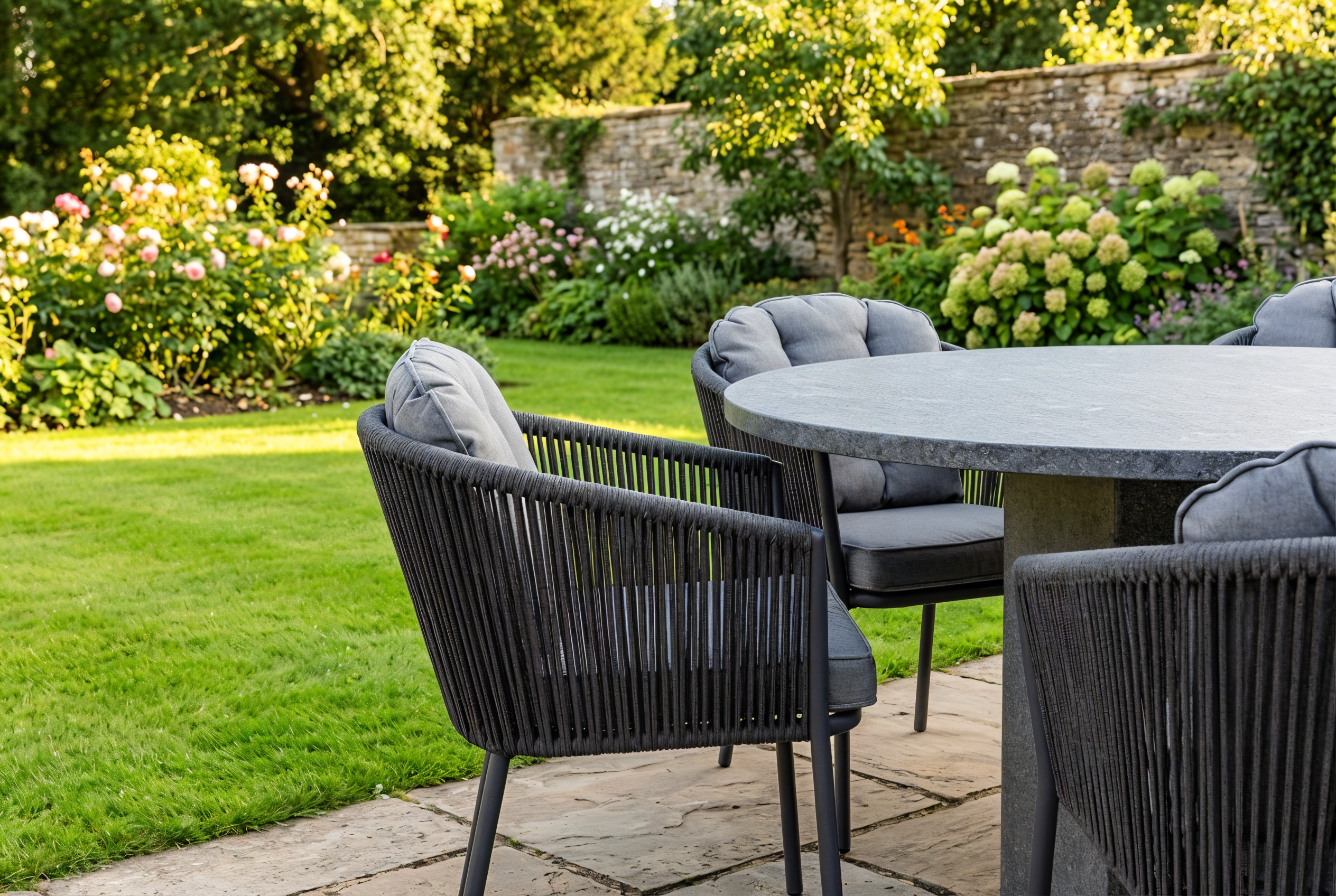 Graniet tuintafel - vooraanzicht