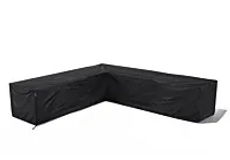 Zwarte beschermhoes voor loungeset in L-vorm, waterdichte afdekhoes voor hoekbank tuinmeubelen