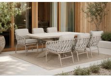 low dining tuintafel in zandkleur