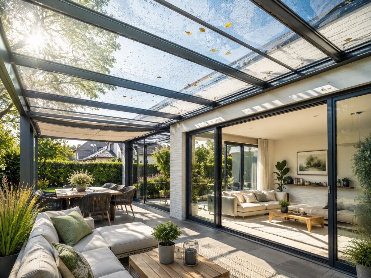 terrasoverkapping met glazen dak